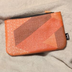 Orange and Brown Geometric Makeup Pouch